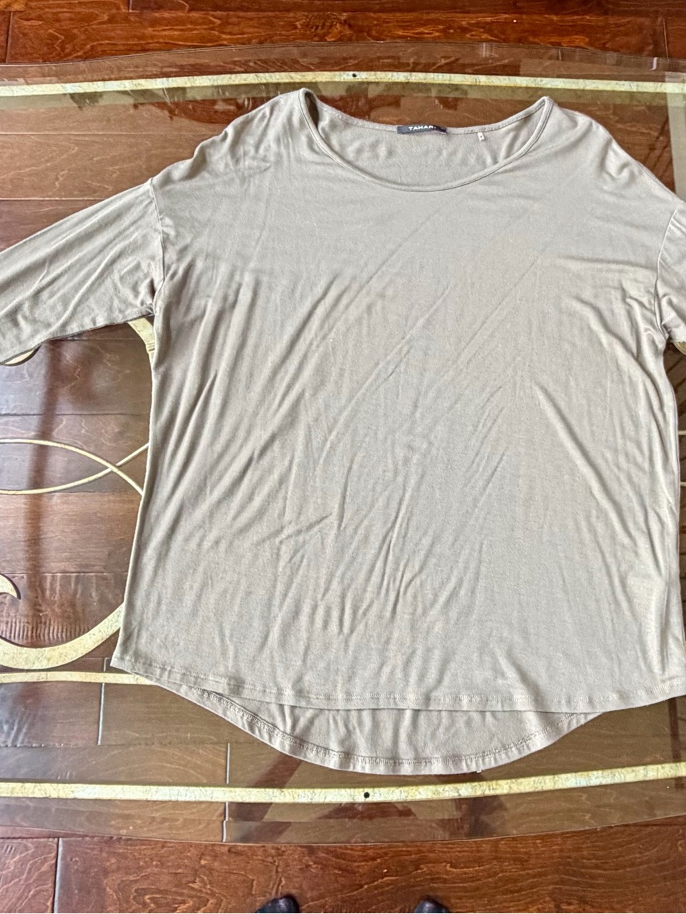 Taupe Short Sleeve Scoop Neck Top